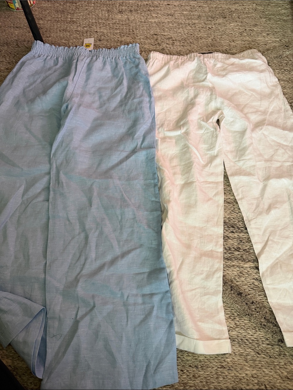 NWT 2 pairs Saks Fifth Avenue Light Blue and White Linen Pants